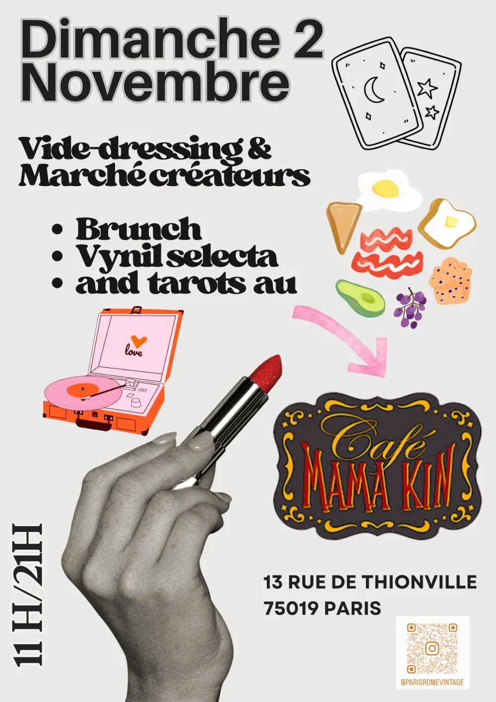 Affiche événement vide-dressing et brunch à Paris